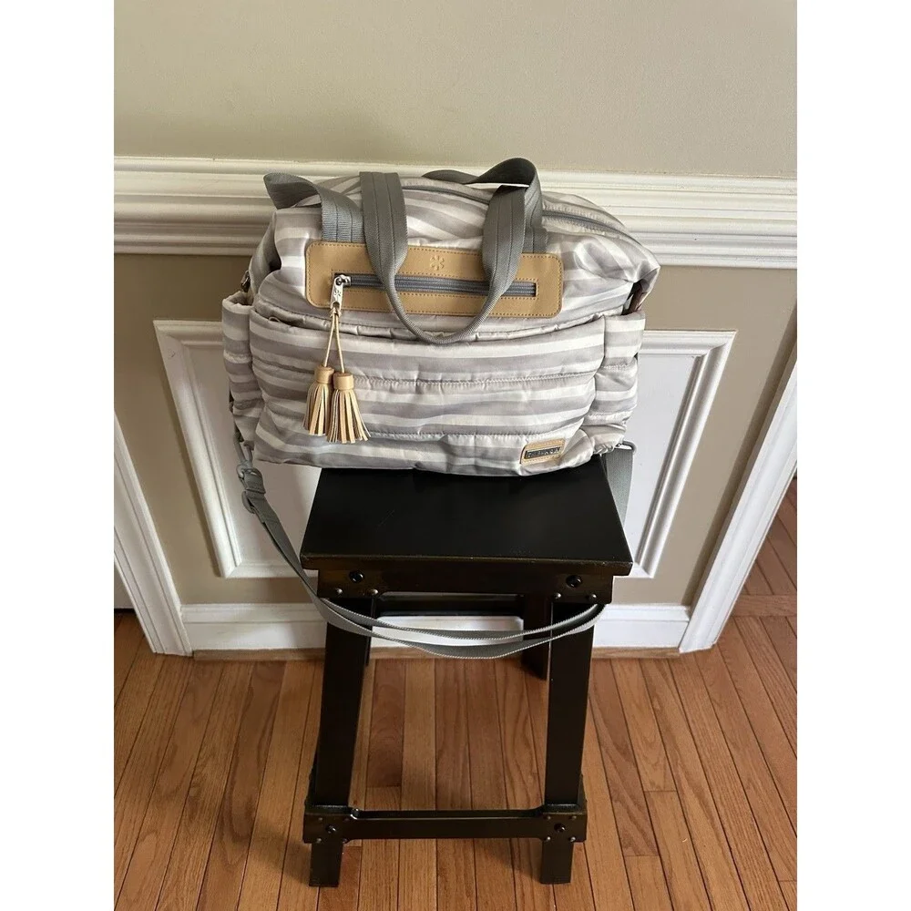 SKIP HOP Riverside Ultra Light Diaper Bag Satchel Oyster Stripe